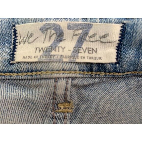 We The Free People Womens size 27 Light Wash Distressed Skinny Jeans Button Fly - Picture 5 of 10